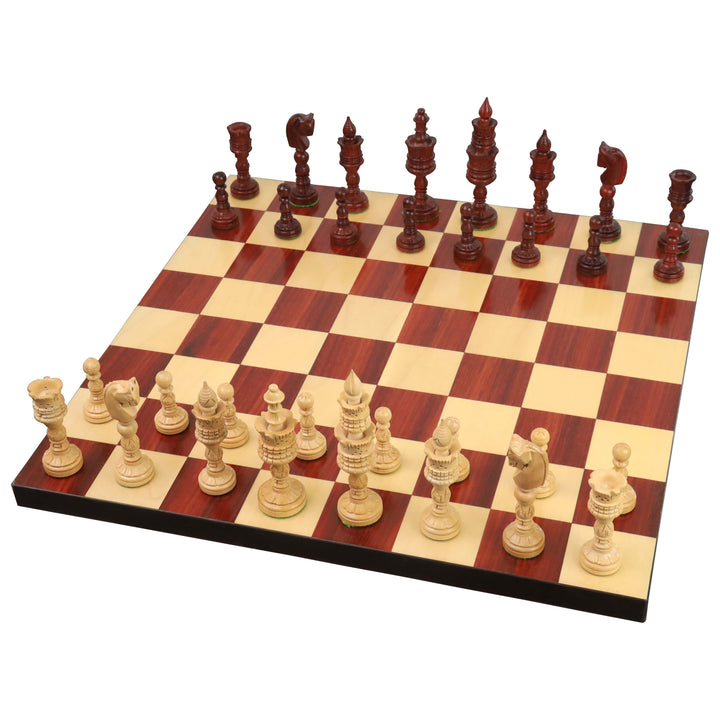 4,7-calowy ręcznie rzeźbiony zestaw szachów z serii Lotus - tylko figury szachowe z ważonego drewna palisandrowego