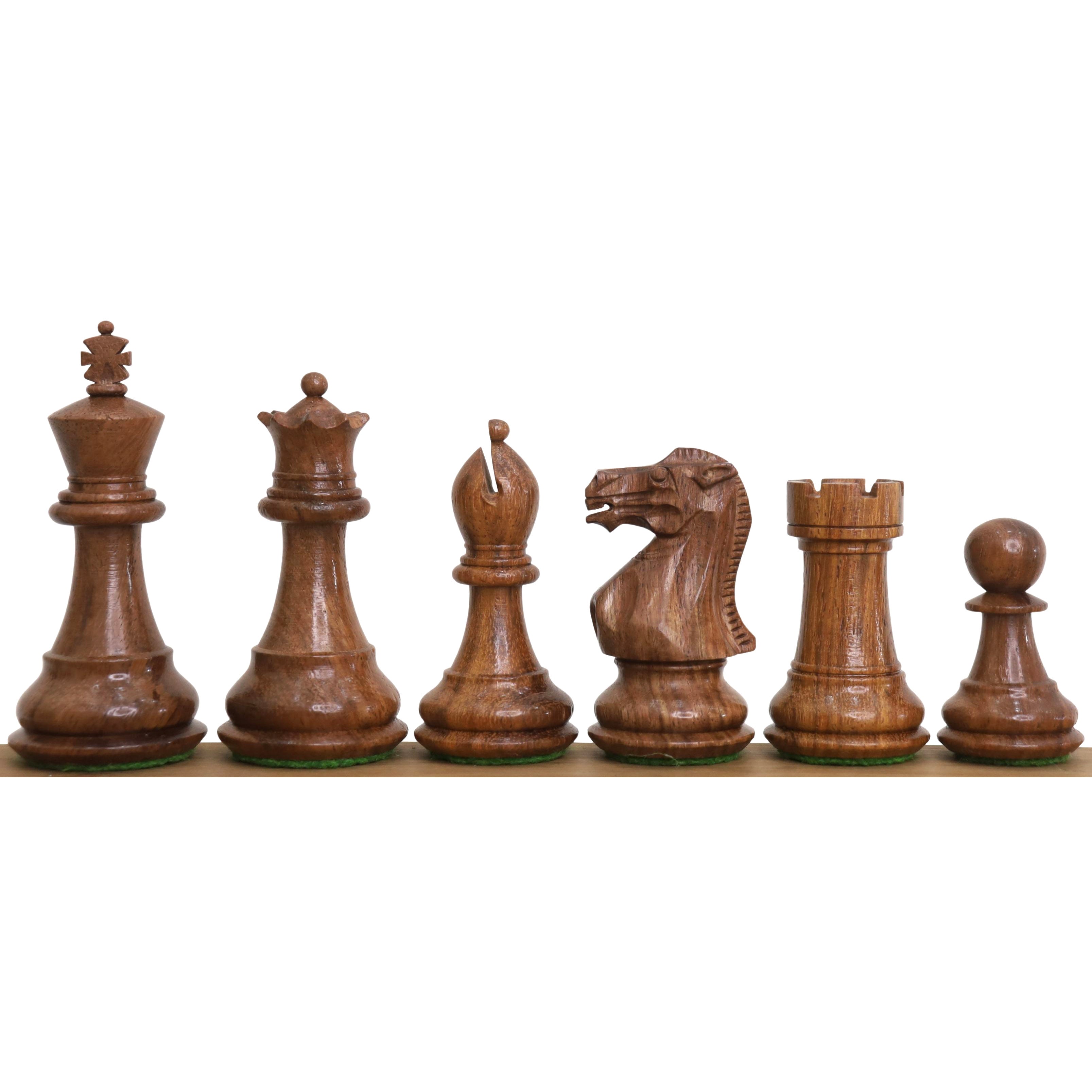 Black Stained French Staunton Wood Chess Pieces - Weighted - King measures  3 in.