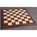 Full perspective view of the 23" Players Choice professional chess board featuring Rosewood and Maple squares.