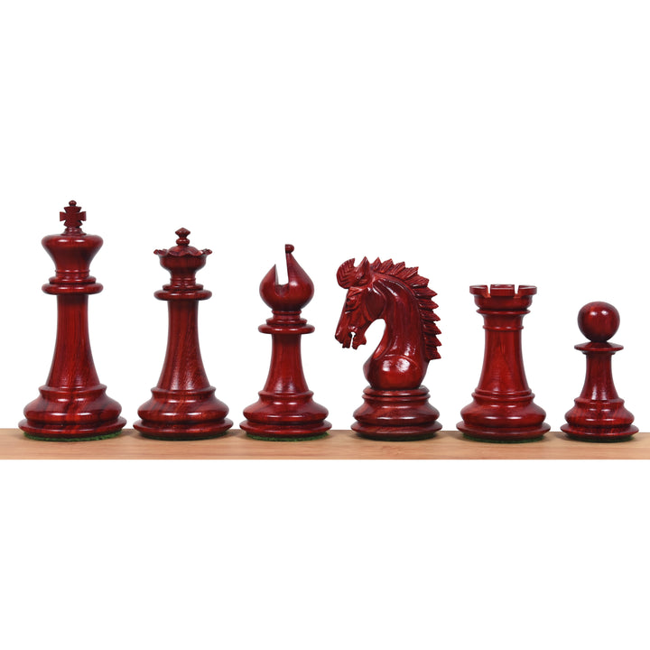 Combo van 3,7" Emperor Series Staunton schaakstukken in Bud Rosewood met 21" schaakbord en kunstlederen opbergdoos.