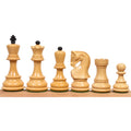 Six Russian Zagreb series boxwood chess pieces ranging from king to pawn.