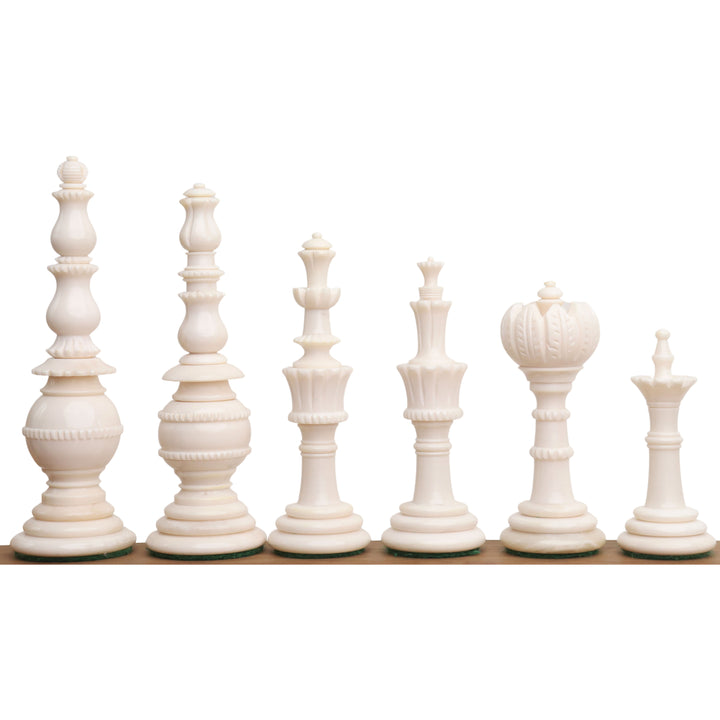 Zestaw szachów 4,6″ Turkish Tower Pre-Staunton - tylko figury szachowe - czarno-biała kość wielbłądzia