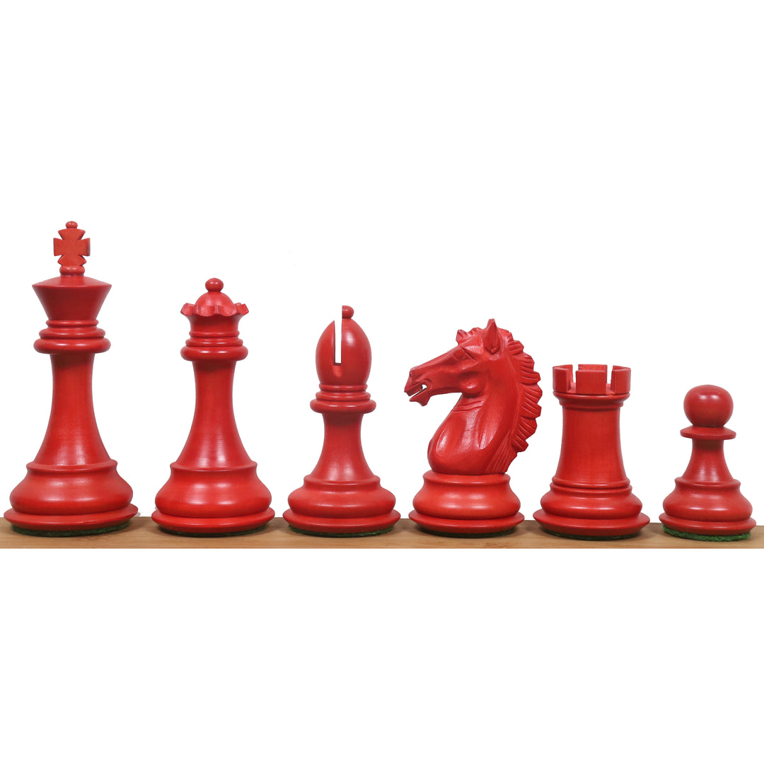 Slightly Imperfect 3.9" Alban Staunton Chess Set - Chess Pieces Only- Double Weighted Red & Black Dyed Wood