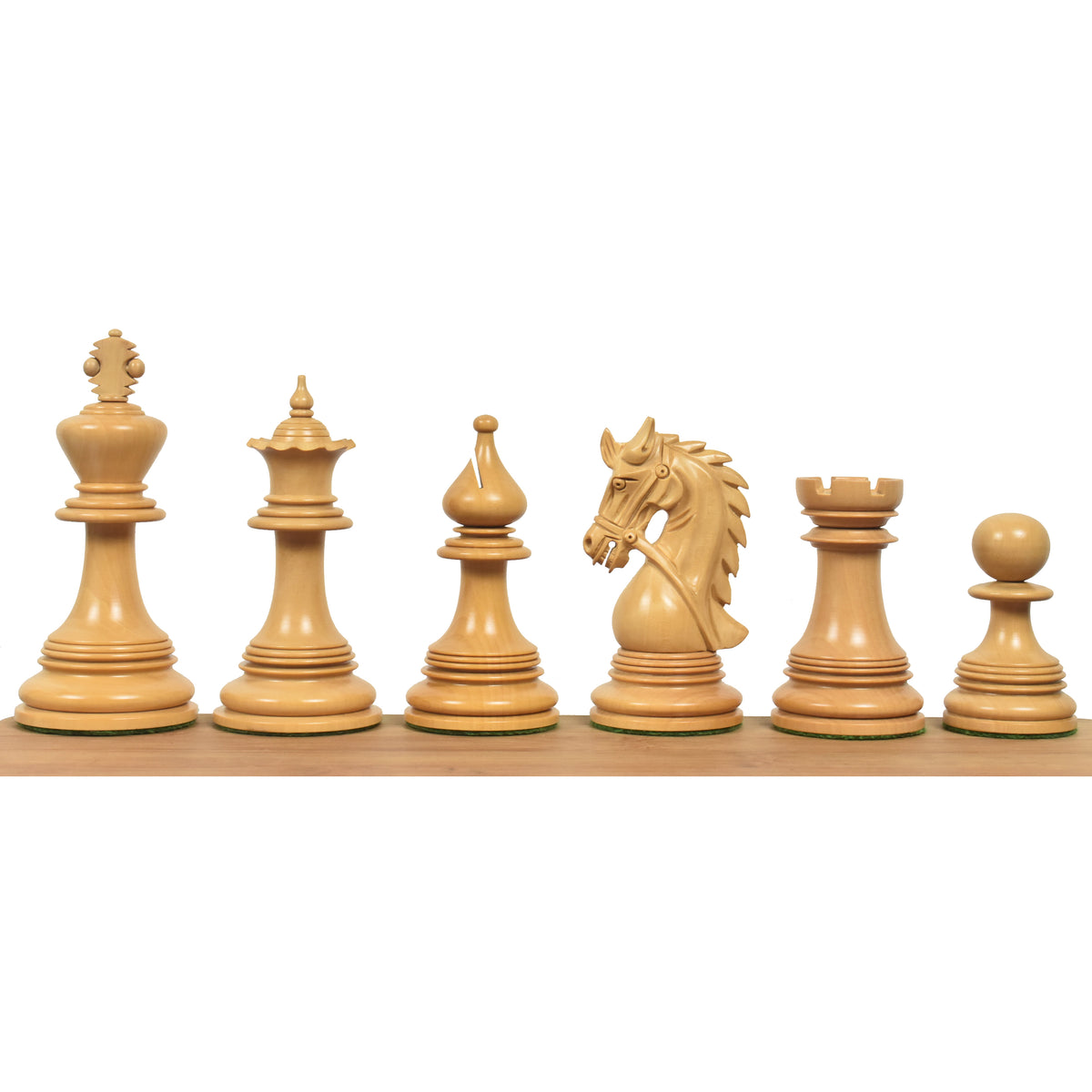 Premium boxwood handcrafted chess pieces from the 4.3 inch Napoleon luxury Staunton collection.
