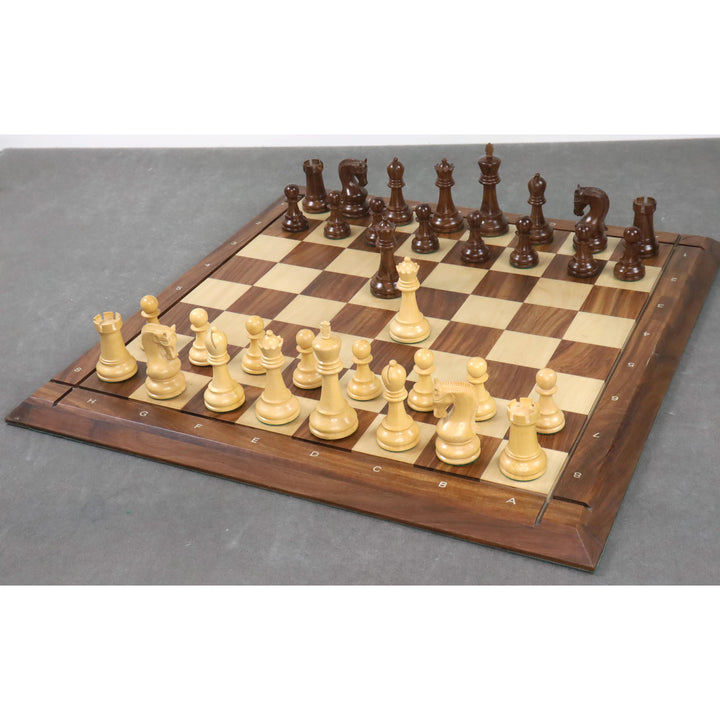 Slightly Imperfect Leningrad Staunton Chess Set - Chess Pieces Only - Golden Rosewood & Boxwood - 4" King