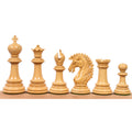 Hand-carved light wood Mogul Staunton chess pieces.