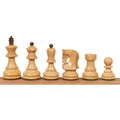 Full set of Boxwood Russian Zagreb chess pieces showing the distinctive carved silhouettes.