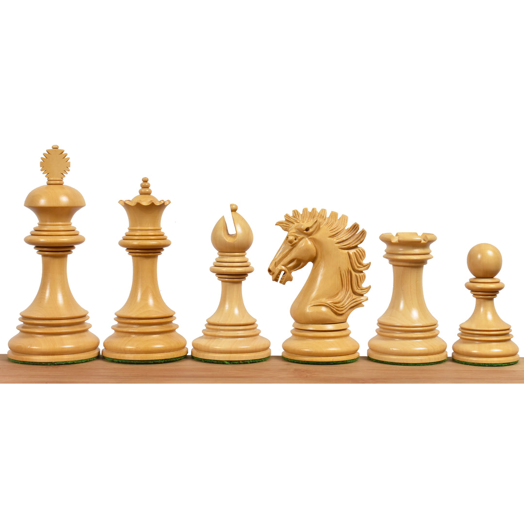 Jeu d'échecs Alexandria Luxe Staunton légèrement imparfait - Pièces d'échecs uniquement - Triple lestage - Bois d'ébène