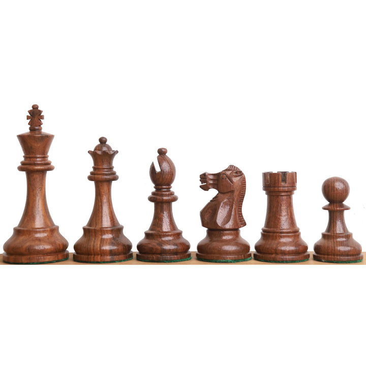 4,1" Nyt klassisk Staunton Træ Skaksæt - kun skakbrikker - vægtet gyldent rosentræ