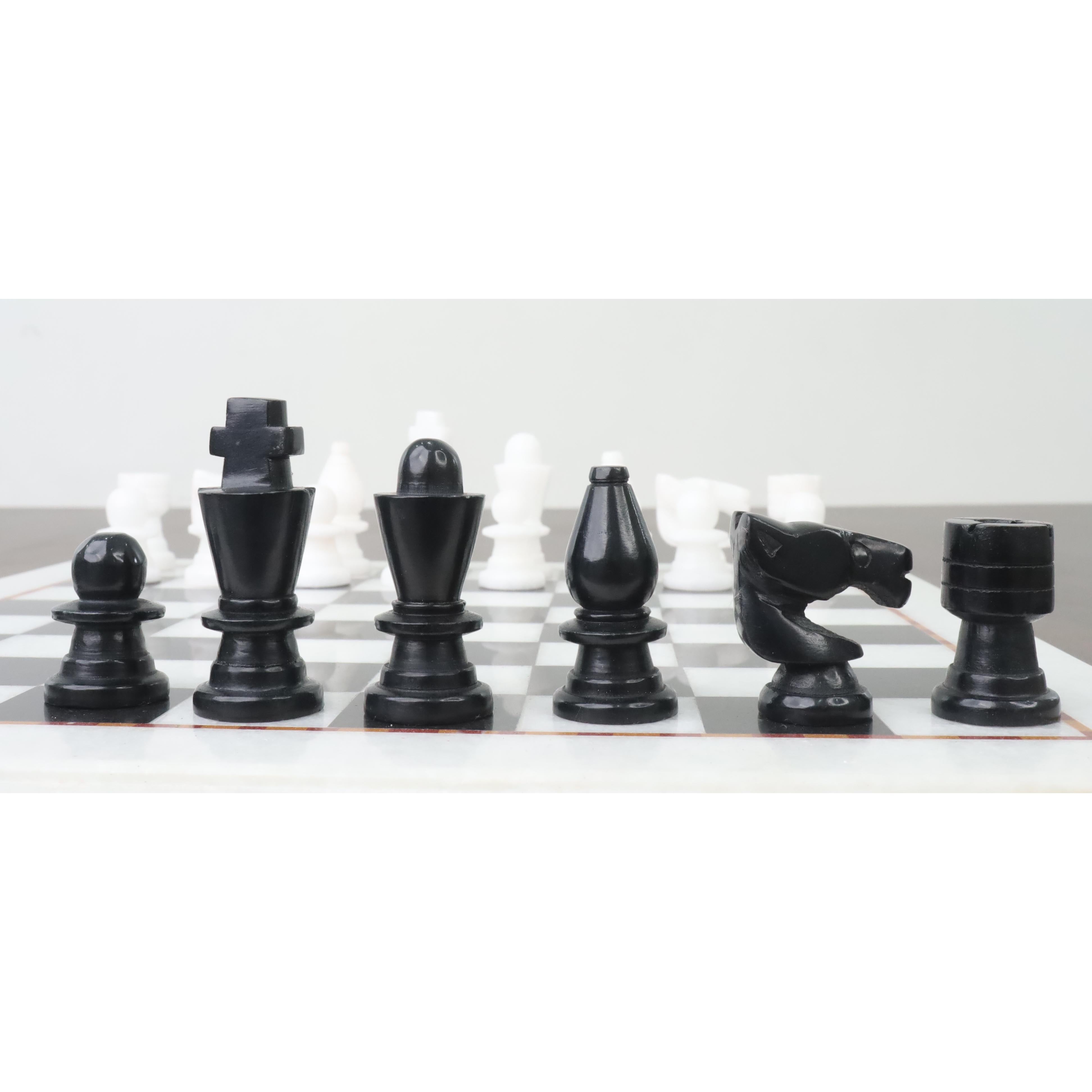 Black and White Marble Stone Chess Pieces & Board Set – royalchessmall