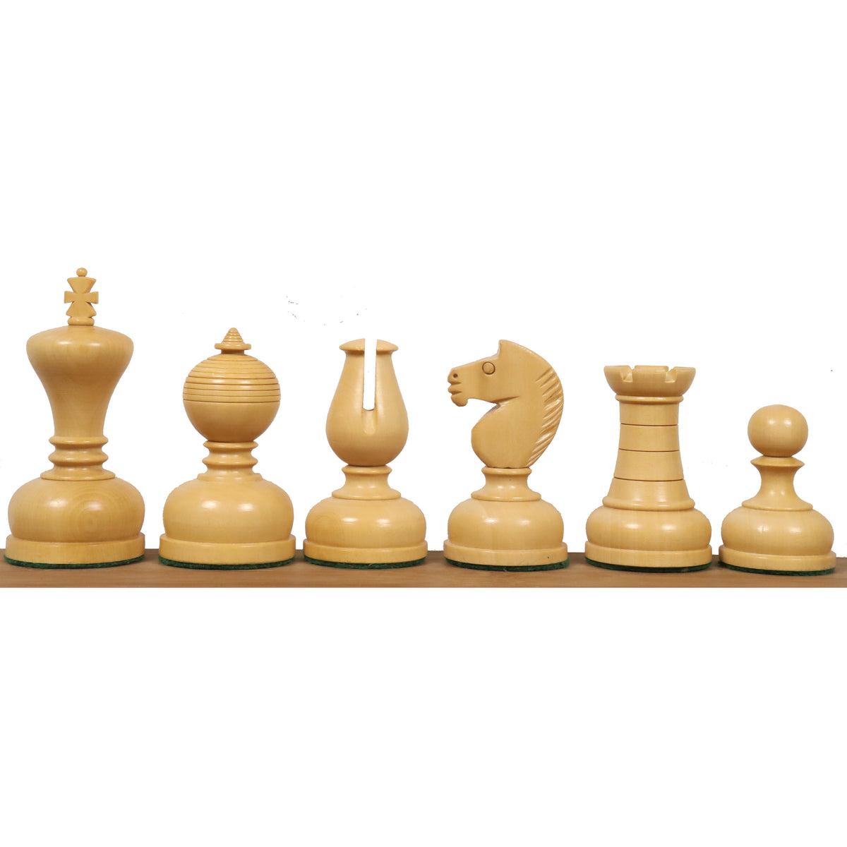 Complete set of white boxwood chess pieces from the 3.1 inch Library Series.