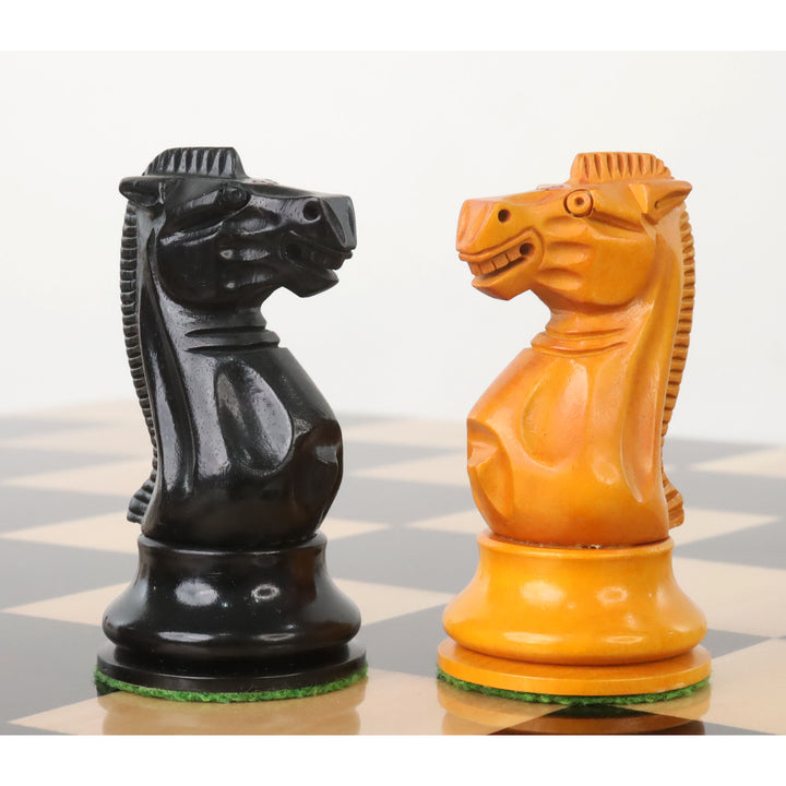 Juego de ajedrez reproducido por B & Co del siglo XIX- Sólo piezas de ajedrez- Madera de ébano auténtica - 4.3″.