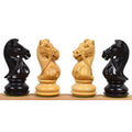 Detailed profile of four hand-carved knights from the Supreme Luxury Staunton set.