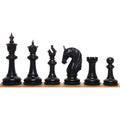 Triple-weighted ebony chess pieces from the 4.6-inch Bath Luxury Staunton set.