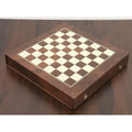 Closed leatherette 10-inch travel chess board storage case.