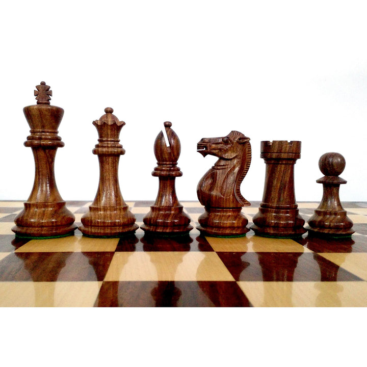 Piezas de ajedrez de madera contrapesadas Pro Staunton de 4,1" con tablero de 21" y caja de almacenamiento de madera - Palisandro dorado