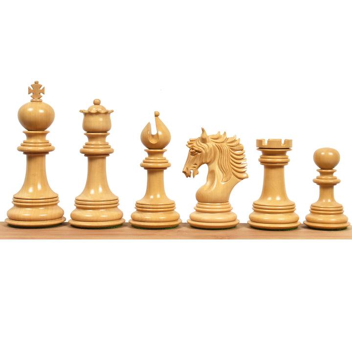 Piezas de ajedrez de madera de ébano Arthur Luxury Staunton de 4,6" con tablero de ajedrez de madera de ébano y arce de 23" - bordes de sheesham - acabado mate y caja de almacenamiento de cuero artificial