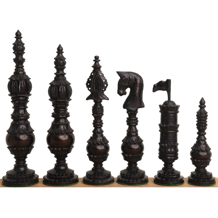Ręcznie rzeźbiony zestaw szachów z serii angielskich Cytadeli 5,8” - tylko szachy - kość wielbłądzia