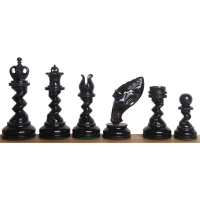 4.3" Grazing Knight Luxury Staunton Chess Pieces Only Set-Lacquered Ebony Wood