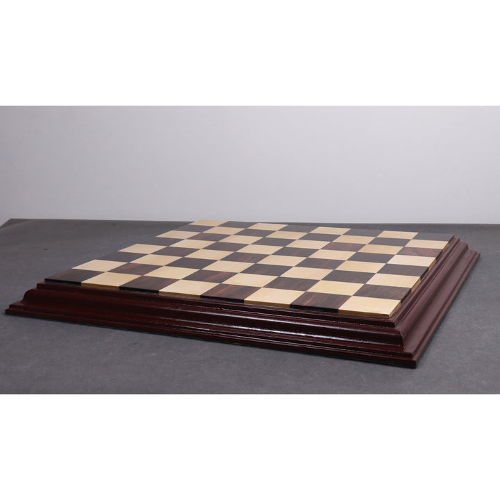 Tablero de ajedrez de lujo de madera de palisandro y arce de 21" con borde tallado - 57 mm cuadrado