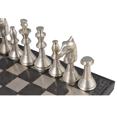 Aluminium Metal Chess Pieces & Board Set
