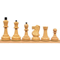 Complete lineup of the white natural boxwood pieces from the 3.7" Soviet Großmeister Supreme chess set.
