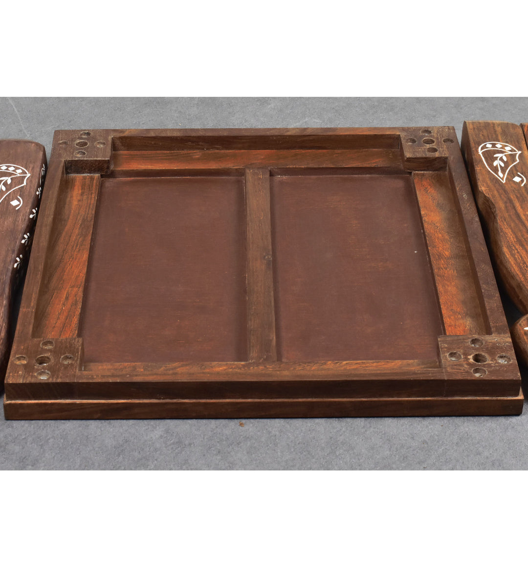 Table d'échiquier en bois de la série Library 14" - Sheesham massif et acrylique ivoire