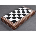 Perspective view of the 24-inch very large wooden folding chess board by Royal Chess Mall in Golden Rosewood.