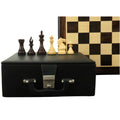 4" Fierce Knight Combo Chess Set - Rosewood Chess Pieces + Board With Leatherette Coffer Storage Box
