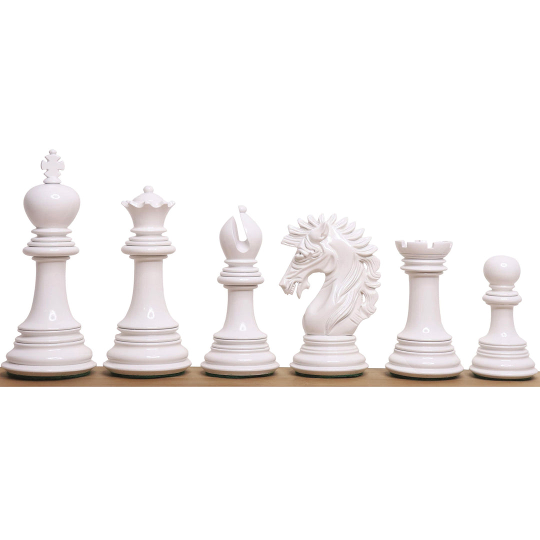 Jeu d'échecs de luxe Mogul Staunton 4.6" - Pièces d'échecs uniquement - Buis laqué blanc et rouge