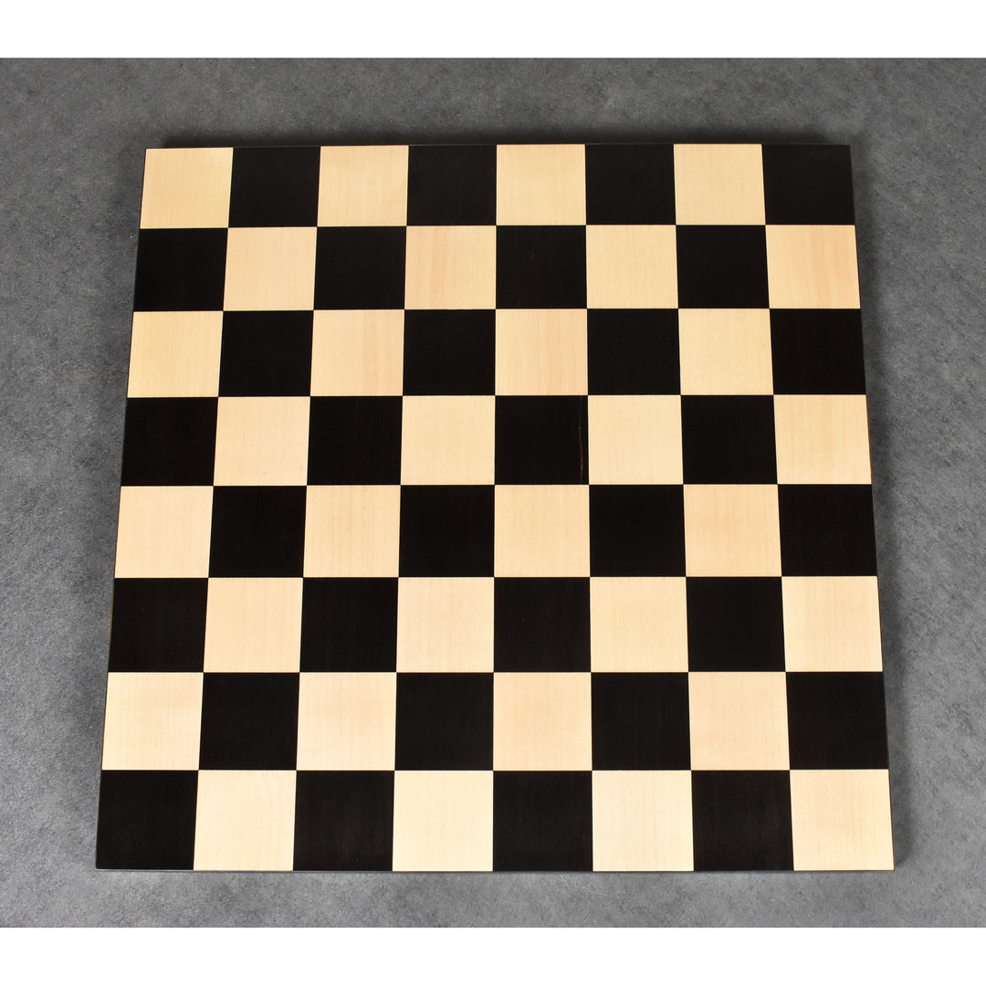 Pièces d'échecs en bois de 4.1" Pro Staunton lestées, peintes en rouge et noir, avec un échiquier carré de 55 mm sans bordure, dans une boîte de rangement en bois massif d'ébène et d'érable et en similicuir.