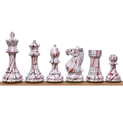 Combo of 4.1" Texture Painted Staunton Chess Set - Pieces in Painted Boxwood With Board and Box