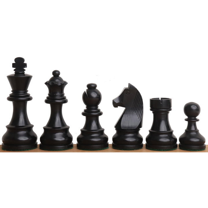Jeu de pièces d'échecs de tournoi 3.9" en bois ébène lesté avec boîte de rangement pour pièces d'échecs en palissandre doré