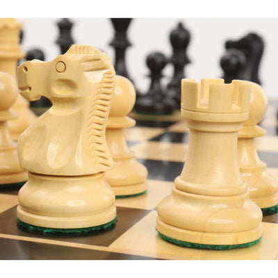 3.25" Reykjavik Series Staunton Chess Pieces Only set- Weighted Ebonised Boxwood