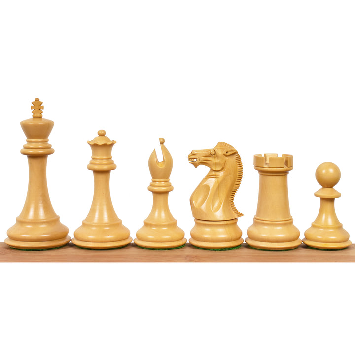 Set di scacchi di lusso 4" Sleek Staunton - Pezzi in palissandro Bud con scacchiera senza bordi e scatola di immagazzinamento