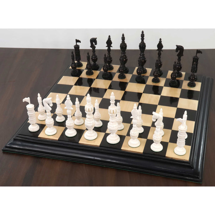 Ręcznie rzeźbiony zestaw szachów z serii angielskich Cytadeli 5,8” - tylko szachy - kość wielbłądzia