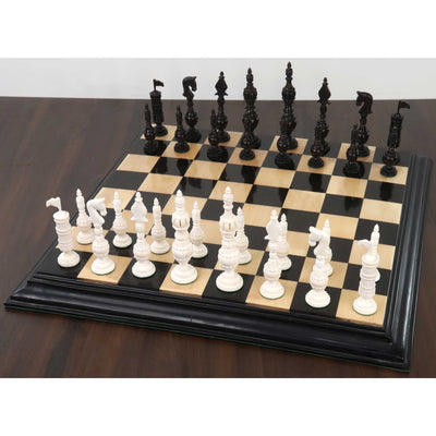 5.8" English Citadel Series Hand Carved Chess Set- Chess Pieces Only - Camel Bone