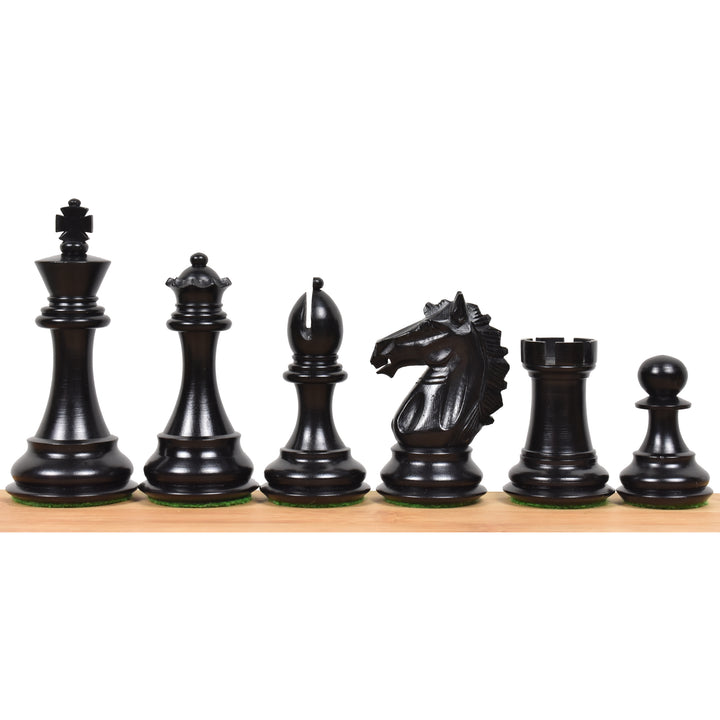3.9” Ekskluzywny zestaw szachów kombo Alban Staunton - figury z drewna hebanowego z planszą i pudełkiem