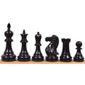 A complete side of dark ebonised boxwood executive staunton chess pieces.