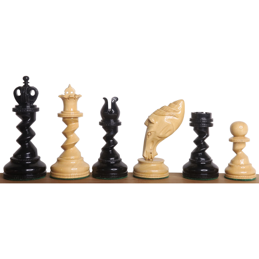 Jeu d'échecs 4.3" Grazing Knight Luxury Staunton - Pièces d'échecs uniquement - Bois d'ébène laqué