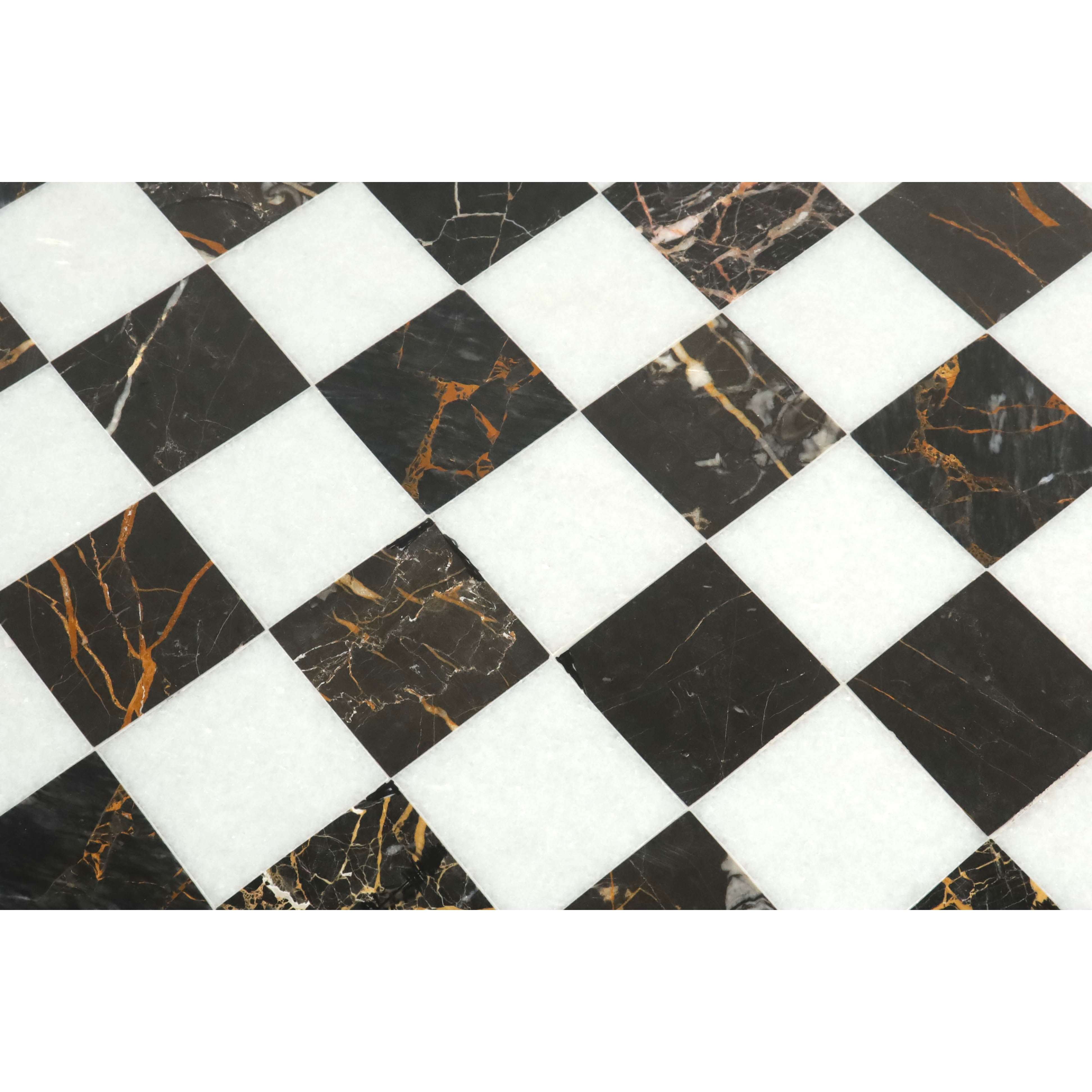 18'' Borderless Marble Stone Luxury Chess Board -  Black and White Marble Stone