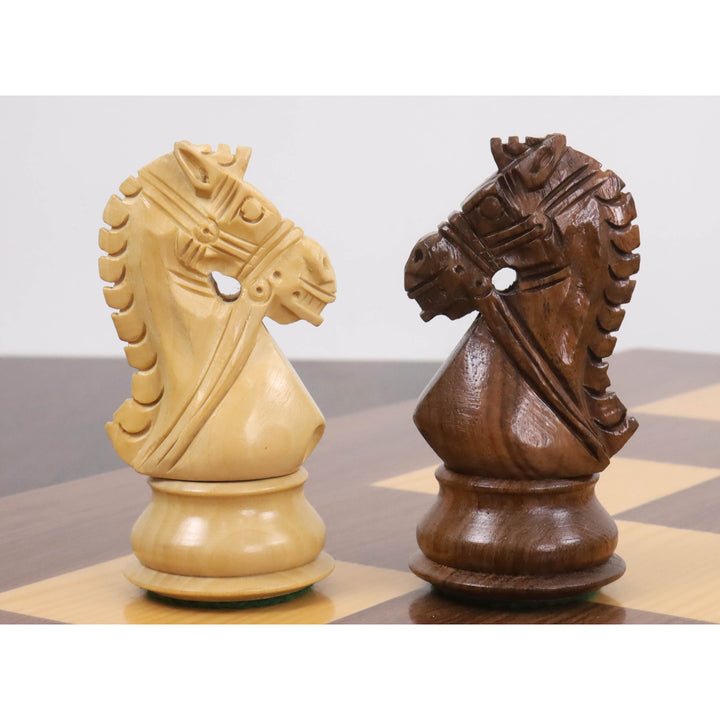 4" Zaumzeug Staunton Luxus Schachspiel - Nur Schachfiguren - goldenes Rosenholz & Buchsbaum
