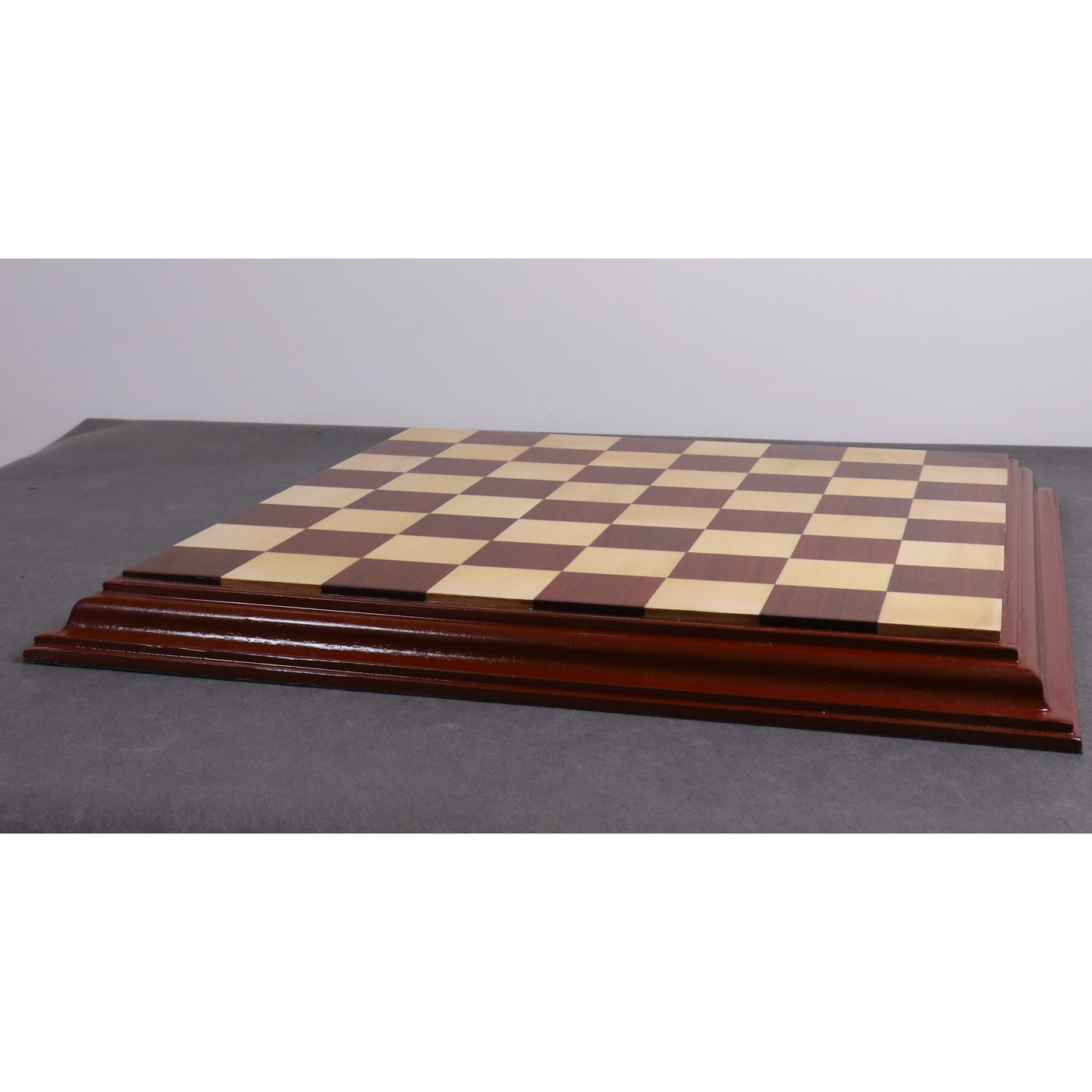 Bud Rosewood & Maple Wood Luxury Chessboard with Carved Border - Flat Chess Board