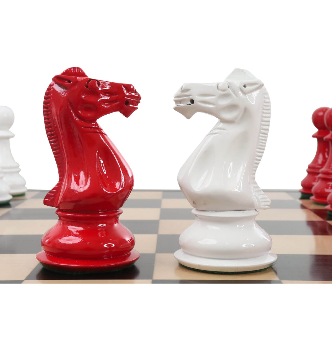 6,3" Jumbo Pro Staunton Luxus-Schachspiel - Nur Schachfiguren - rot & weiß lackiert