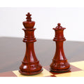 King and queen pieces from the 3.9 inch Bridle Staunton luxury chess set carved in rich bud rosewood.