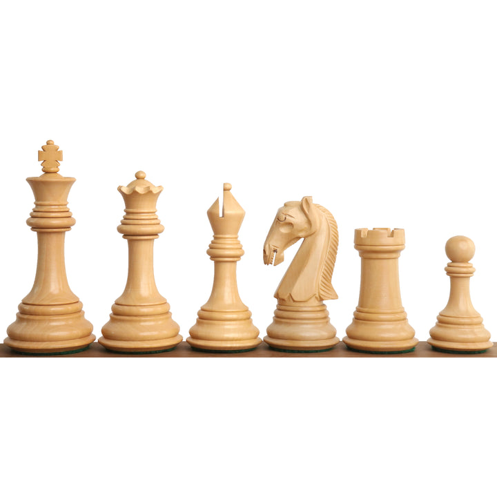 Slightly Imperfect 3.9" New Columbian Staunton Chess Set - Chess Pieces Only - Ebony Wood - Double Weighted