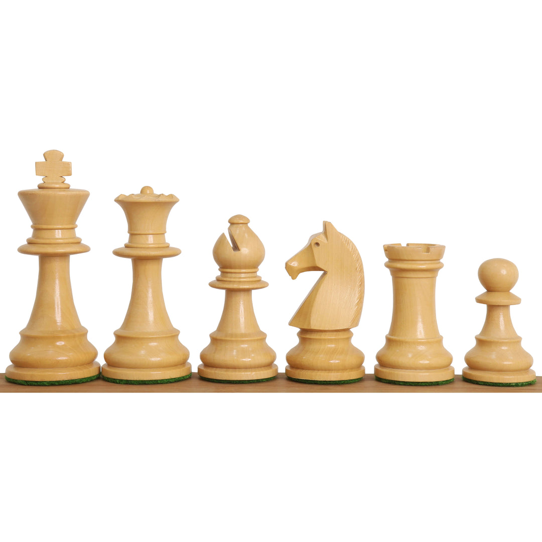3.9" Set di scacchi da torneo francese Chavet - Solo pezzi di scacchi - Mogano e legno di bosso