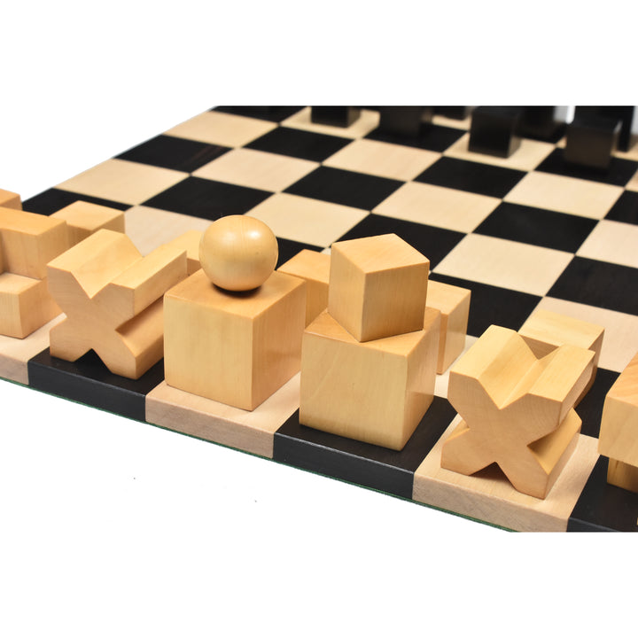Leicht unvollkommen Reproduziertes Bauhaus Schachspiel von 1923 - nur Schachfiguren - Ebonisiertes Buchsbaumholz - 2" König