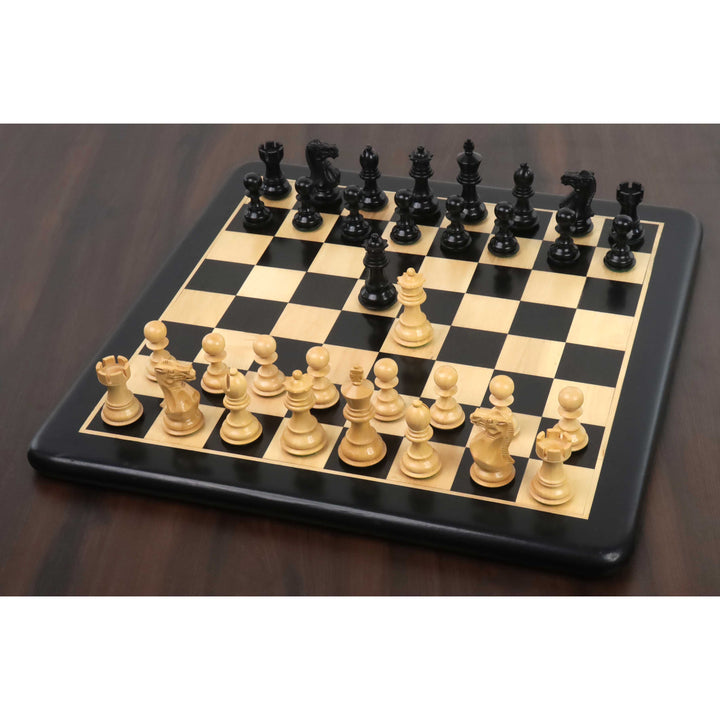 3,1" Pro Staunton luksus-skaksæt - kun skakbrikker - Tredobbelt vægtet ibenholt træ