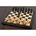 Professional Pro Staunton ebony wood chess pieces set up on a high-end chess board.